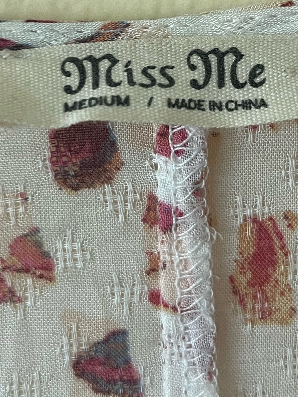 Miss Me Lace Up Babydoll Top Medium Flowy Peasant Boho Blouse 3/4 Sleeve - Picture 5 of 5